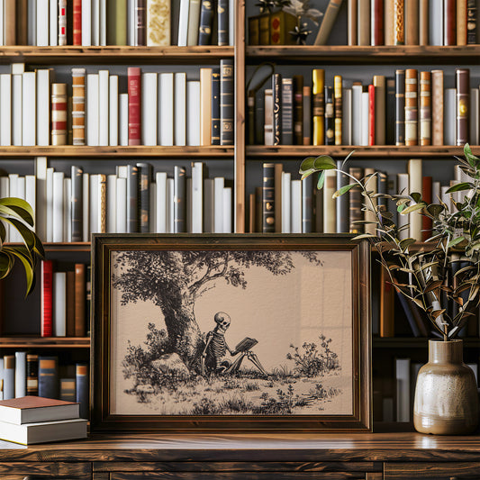 Eternal Reader Under Oak Boughs