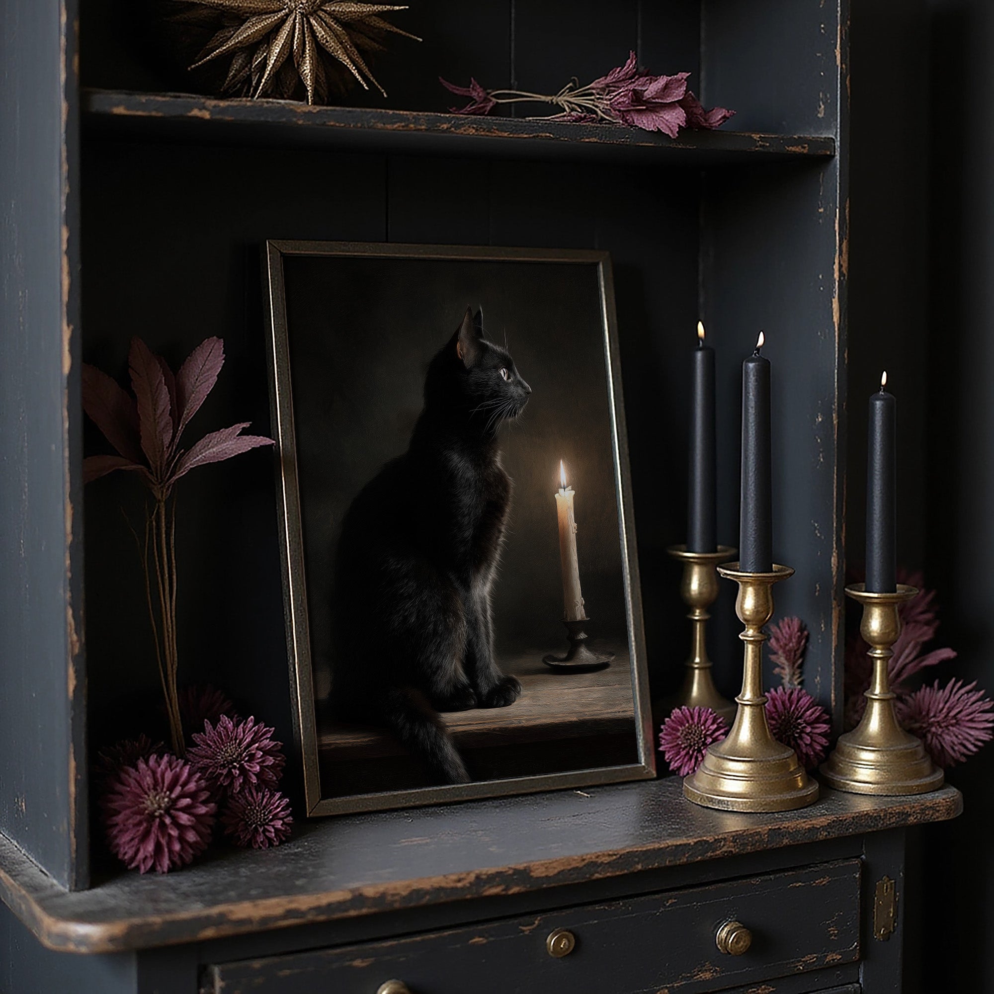 Feline Vigil By Candlelight