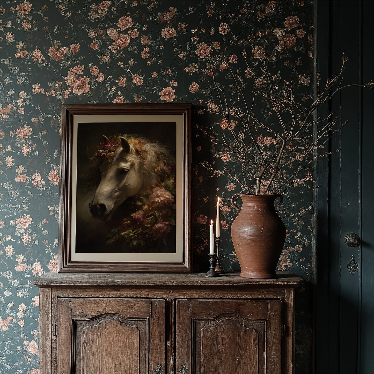 Noble Steed Adorned With Blossoms