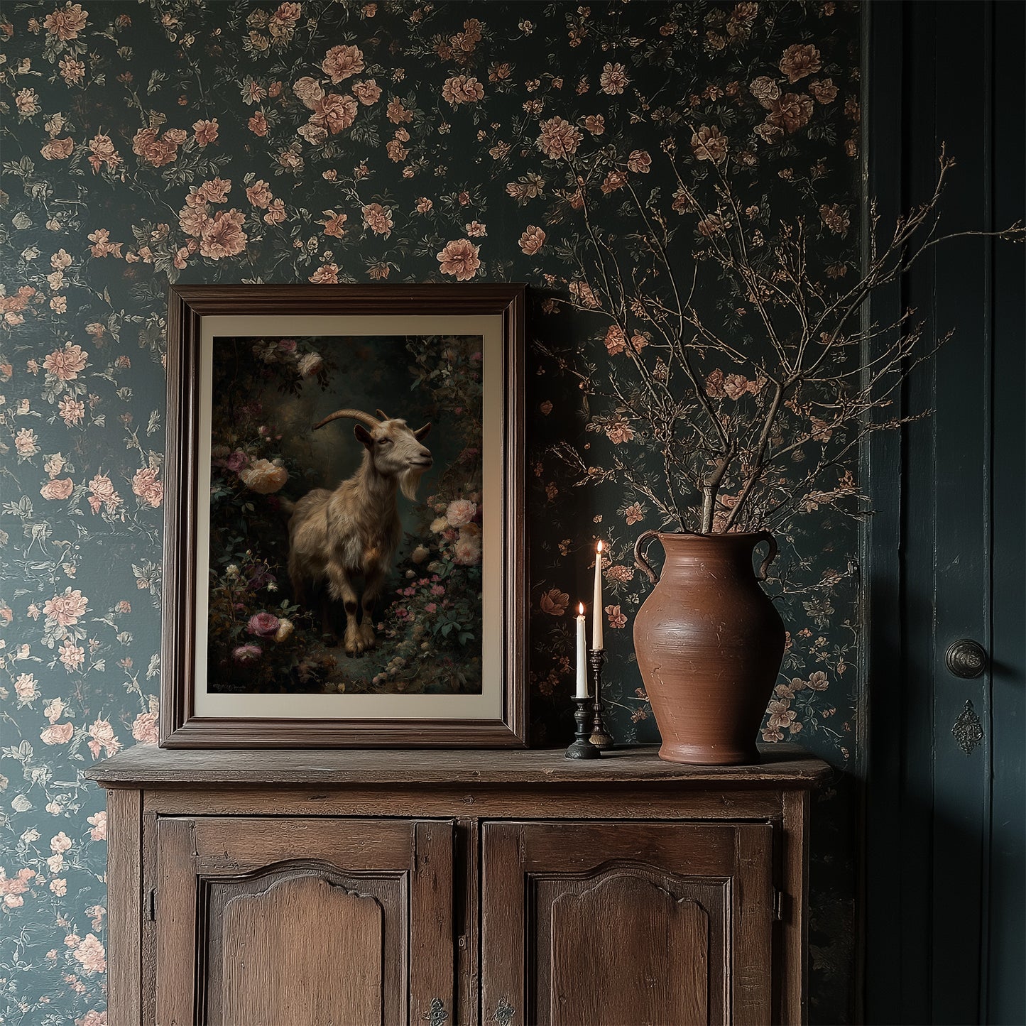 Noble Goat Among Faded Blooms