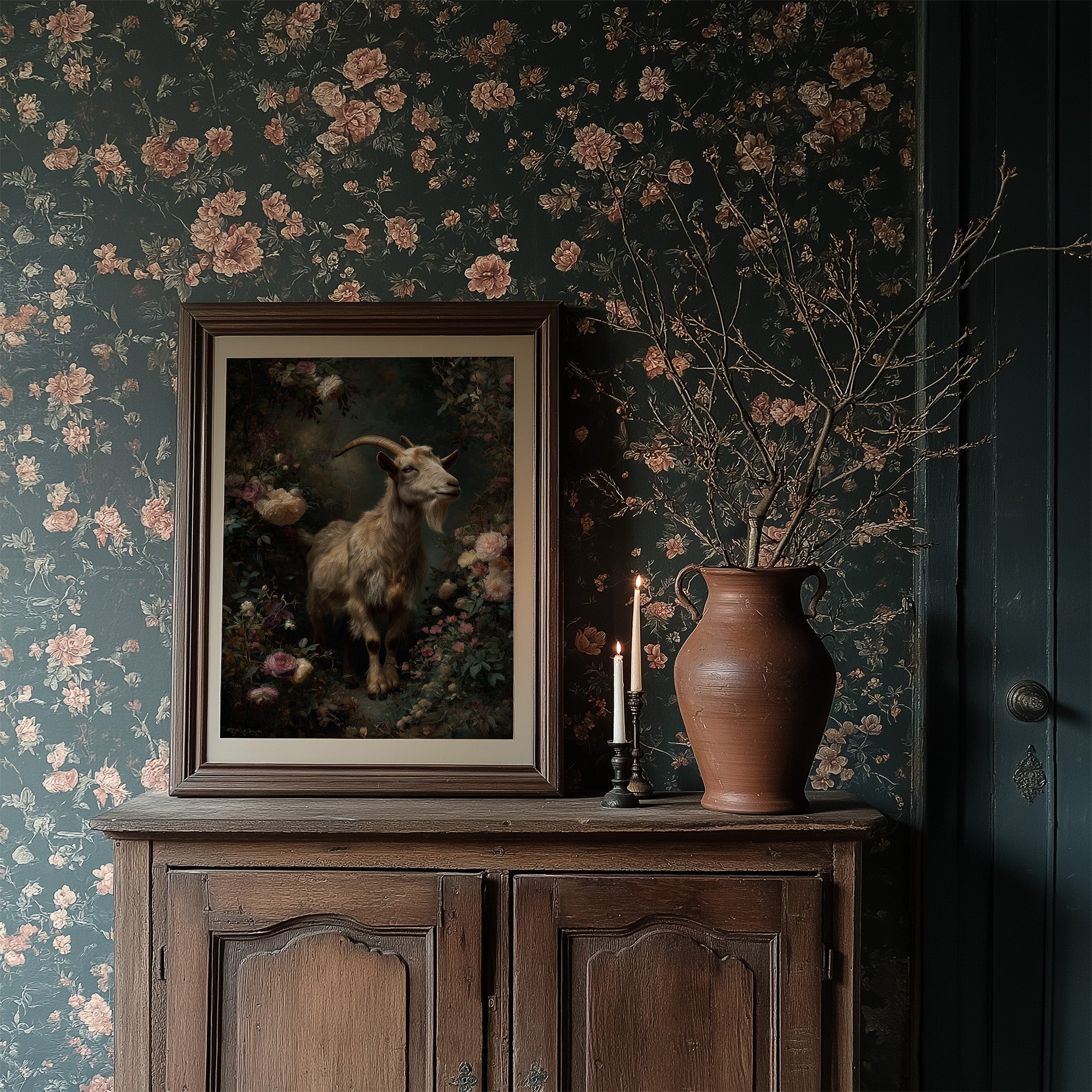Noble Goat Among Faded Blooms