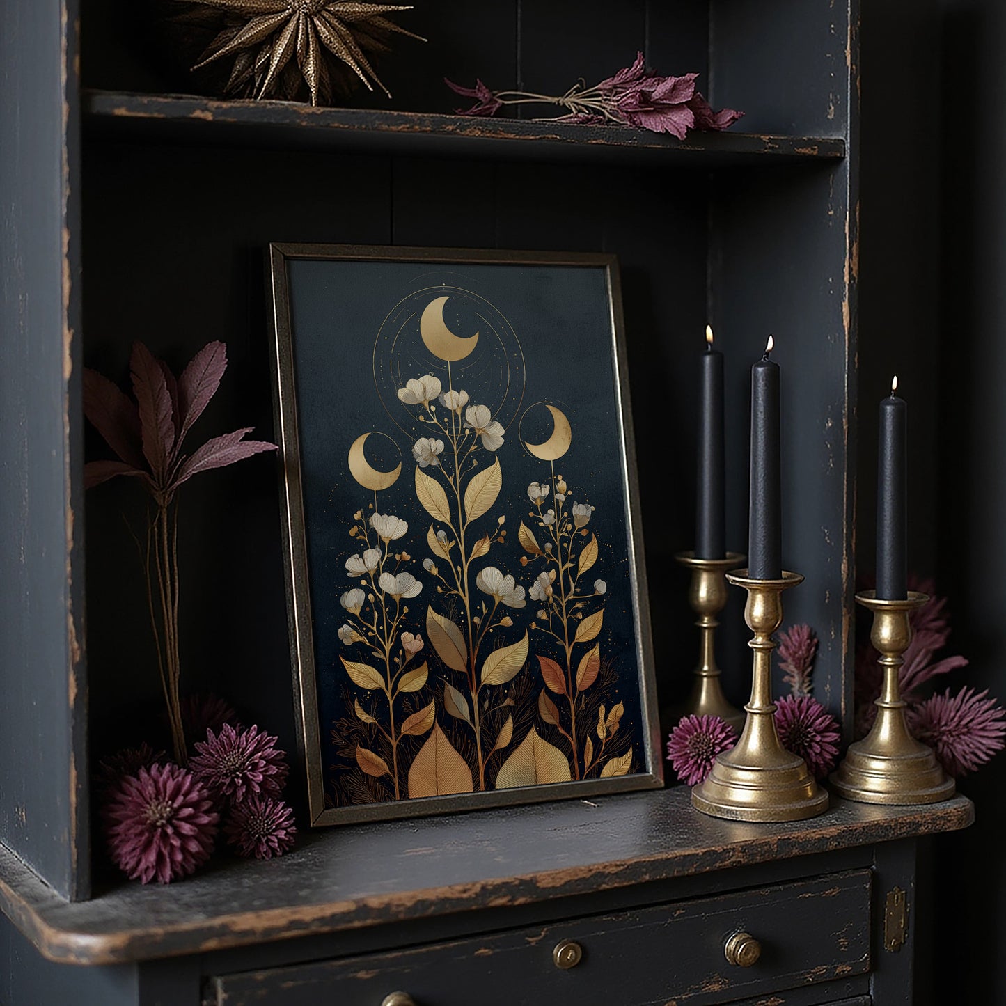 Celestial Flora Under Night Sky