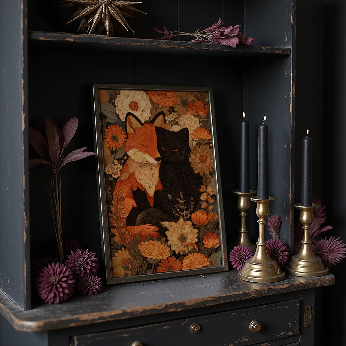 Autumn Fables Between Fox And Cat