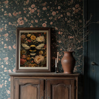 Bumblebee Among Vintage Blooms