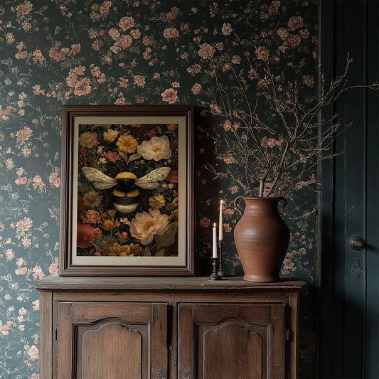 Bumblebee Among Vintage Blooms