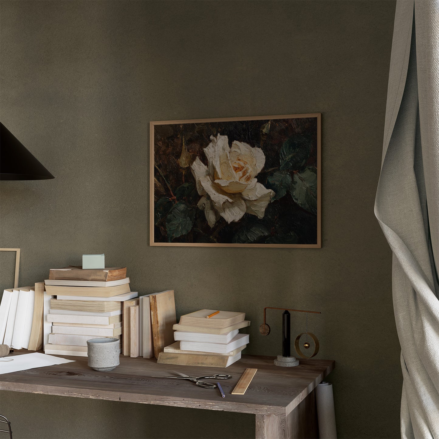 Cream Petals Among Literary Treasures