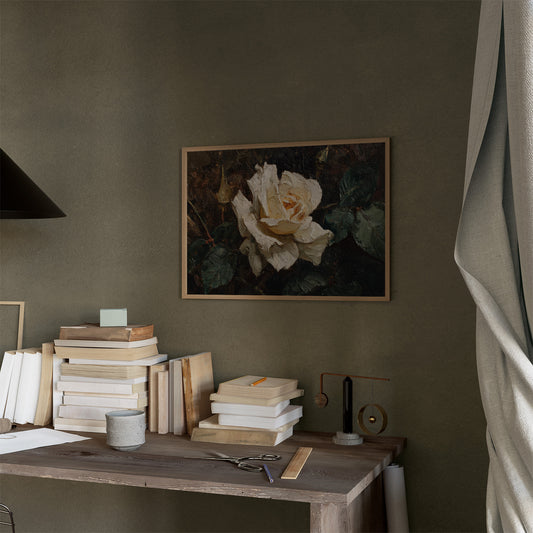 Cream Petals Among Literary Treasures