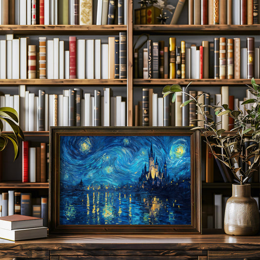 Castle Dreams Under Swirling Skies