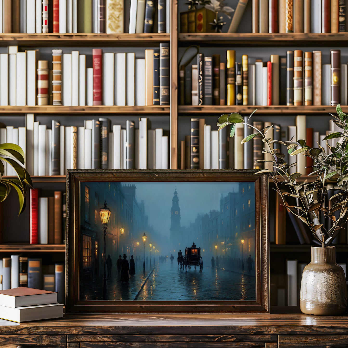 Lantern Mist On Cobblestone Passage