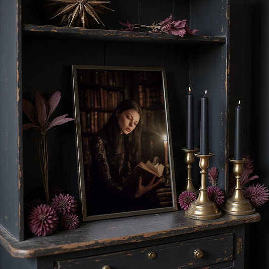 Candlelit Pages In Ancient Library