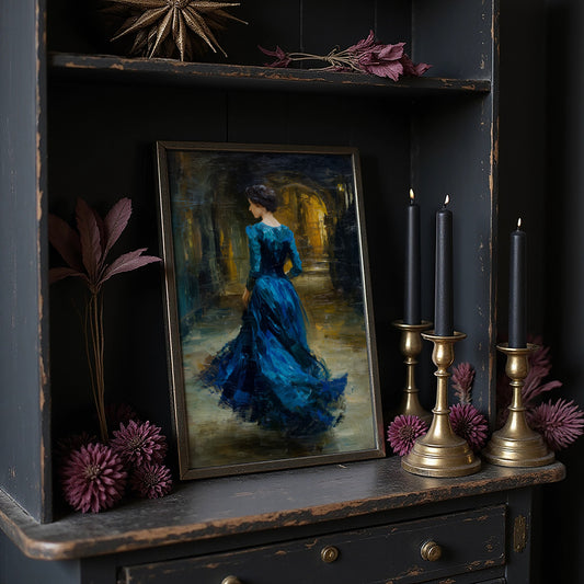Sapphire Gown Toward Golden Passage