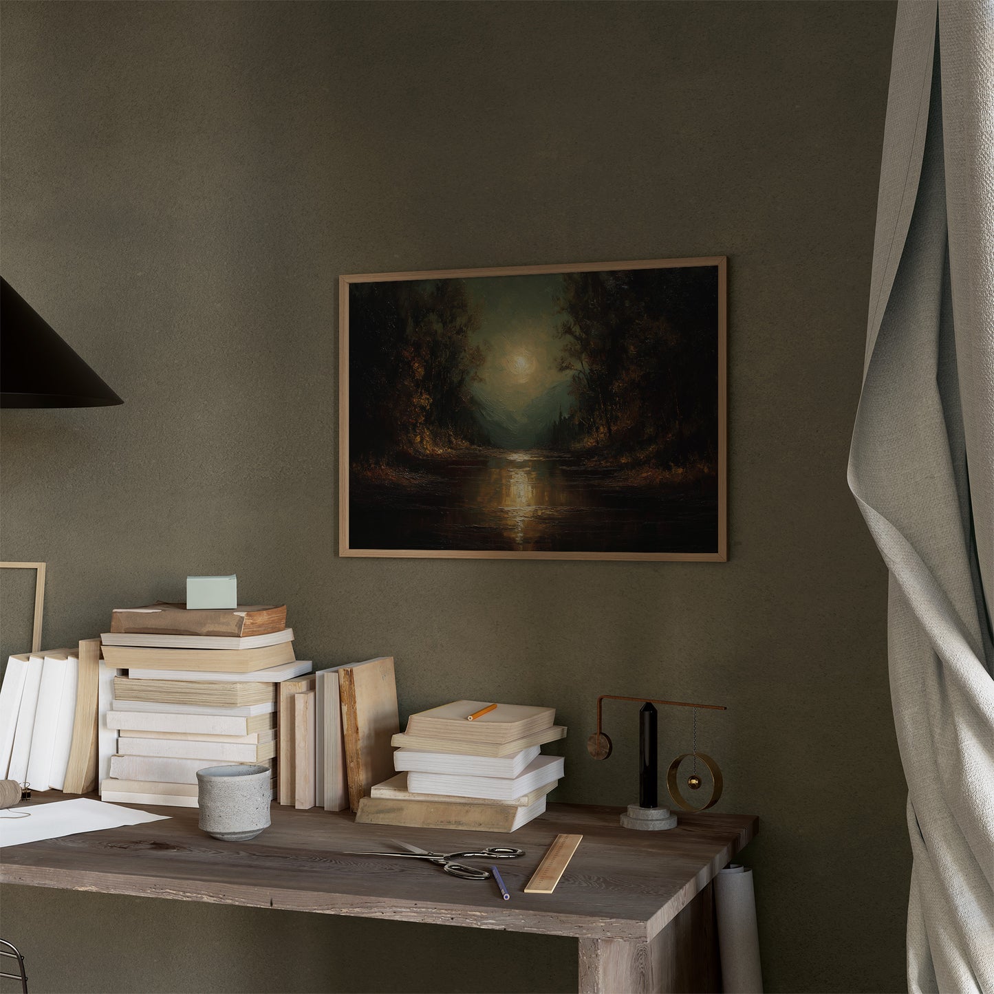 Moonlit River Between Ancient Trees