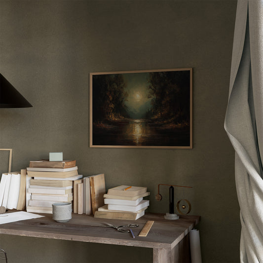 Moonlit River Between Ancient Trees