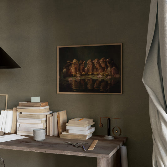 Maidens Gather At Lily Pond