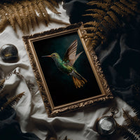 Jeweled Flight Against Midnight Teal
