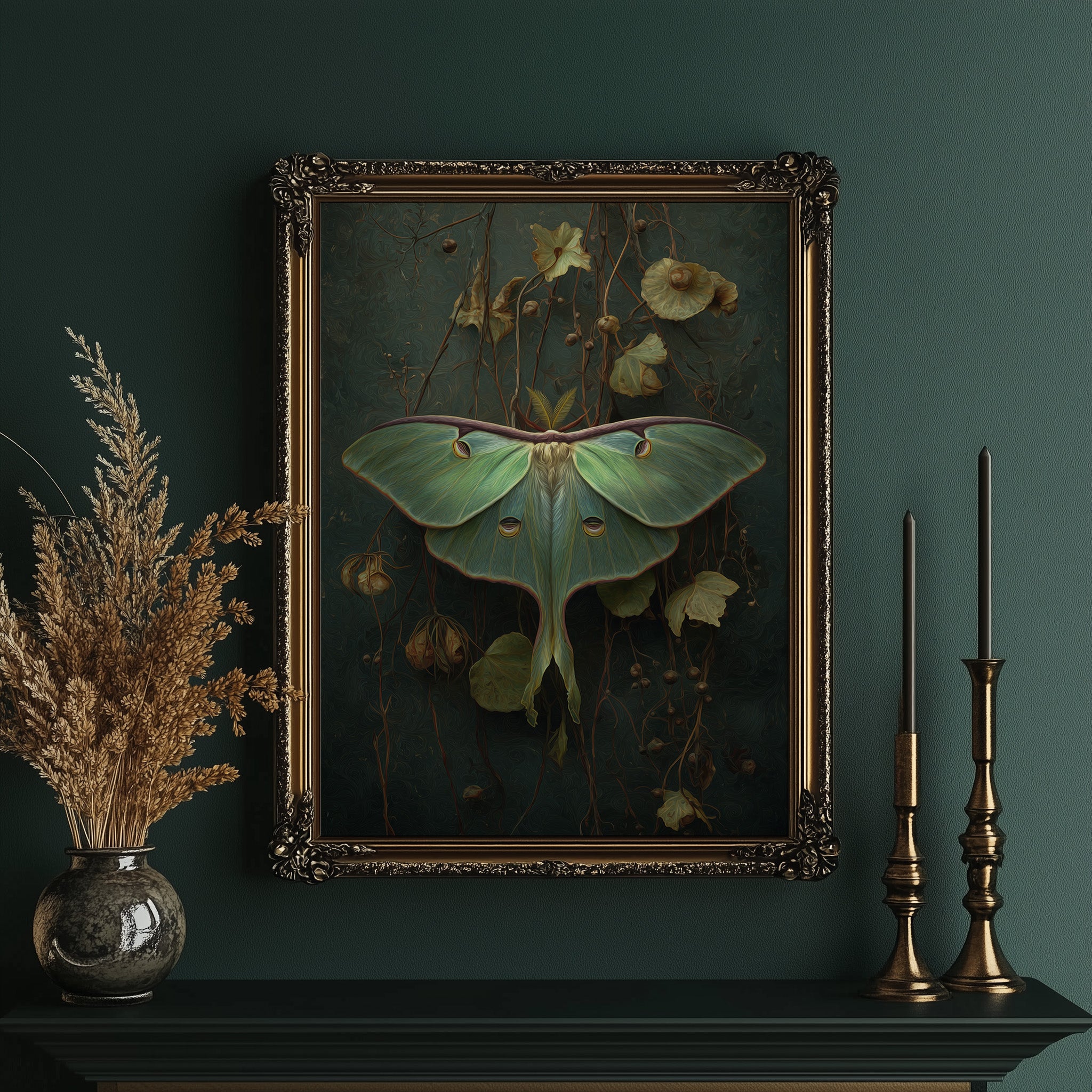 Midnight Moth Among Faded Blooms