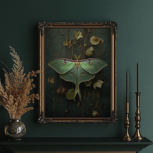 Midnight Moth Among Faded Blooms