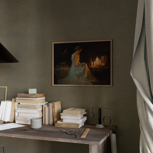 Reading By Candlelight's Gentle Glow