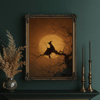 Midnight Perch Under Amber Moon