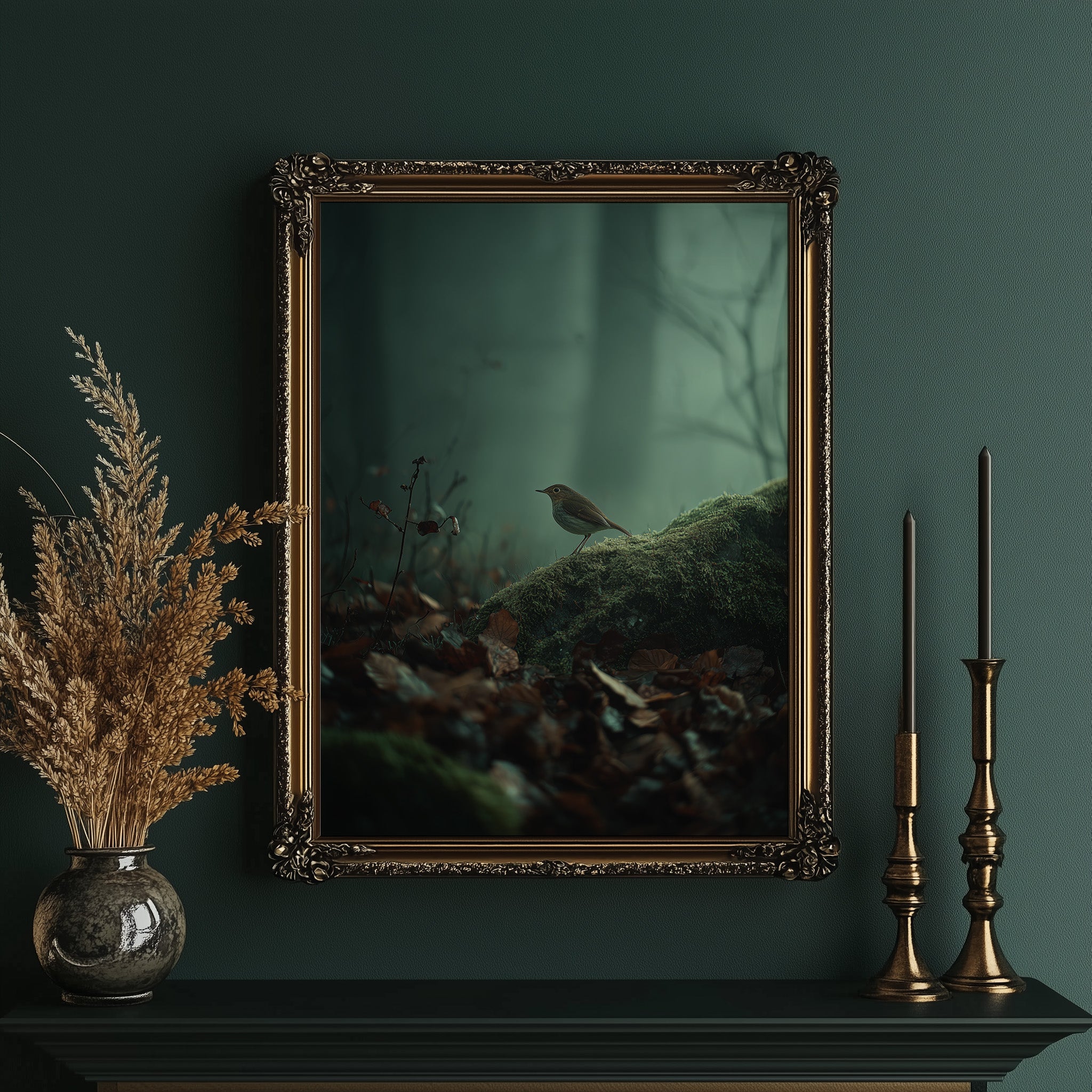 Solitary Songbird In Misty Forest