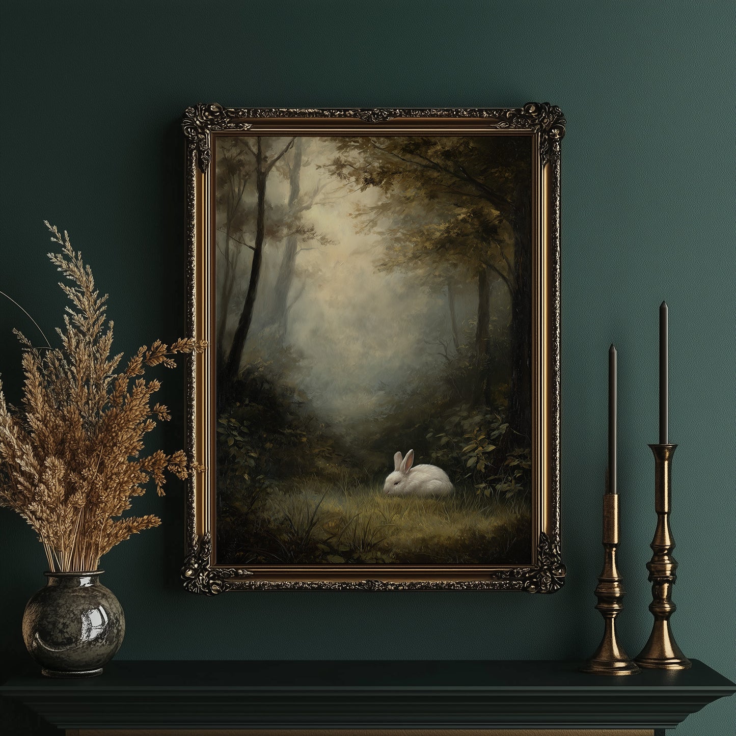 White Rabbit In Forest Haze