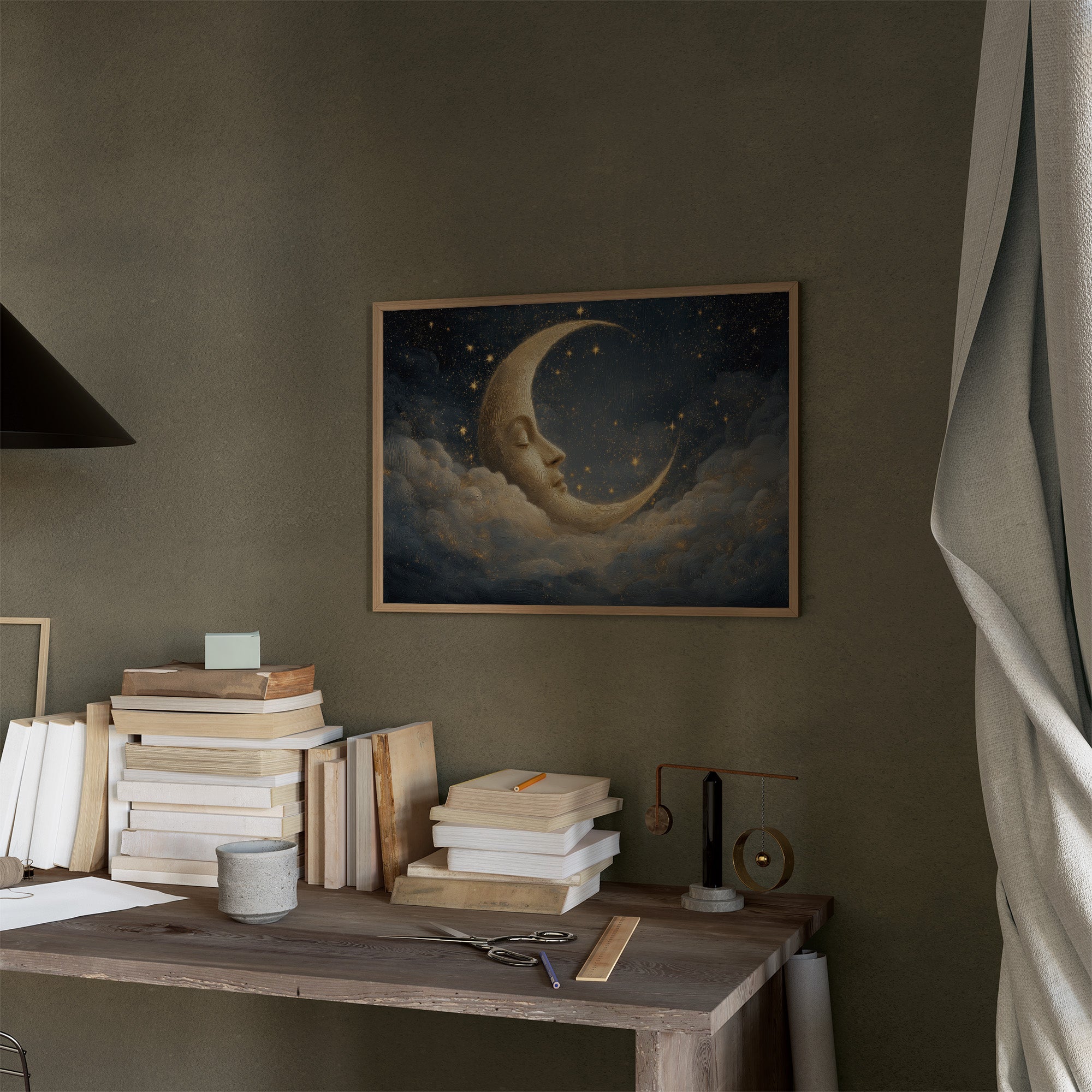 Crescent Dreams Among Starry Skies