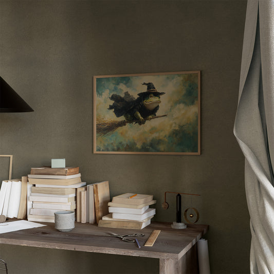 Frog Wizard Soars Through Clouds