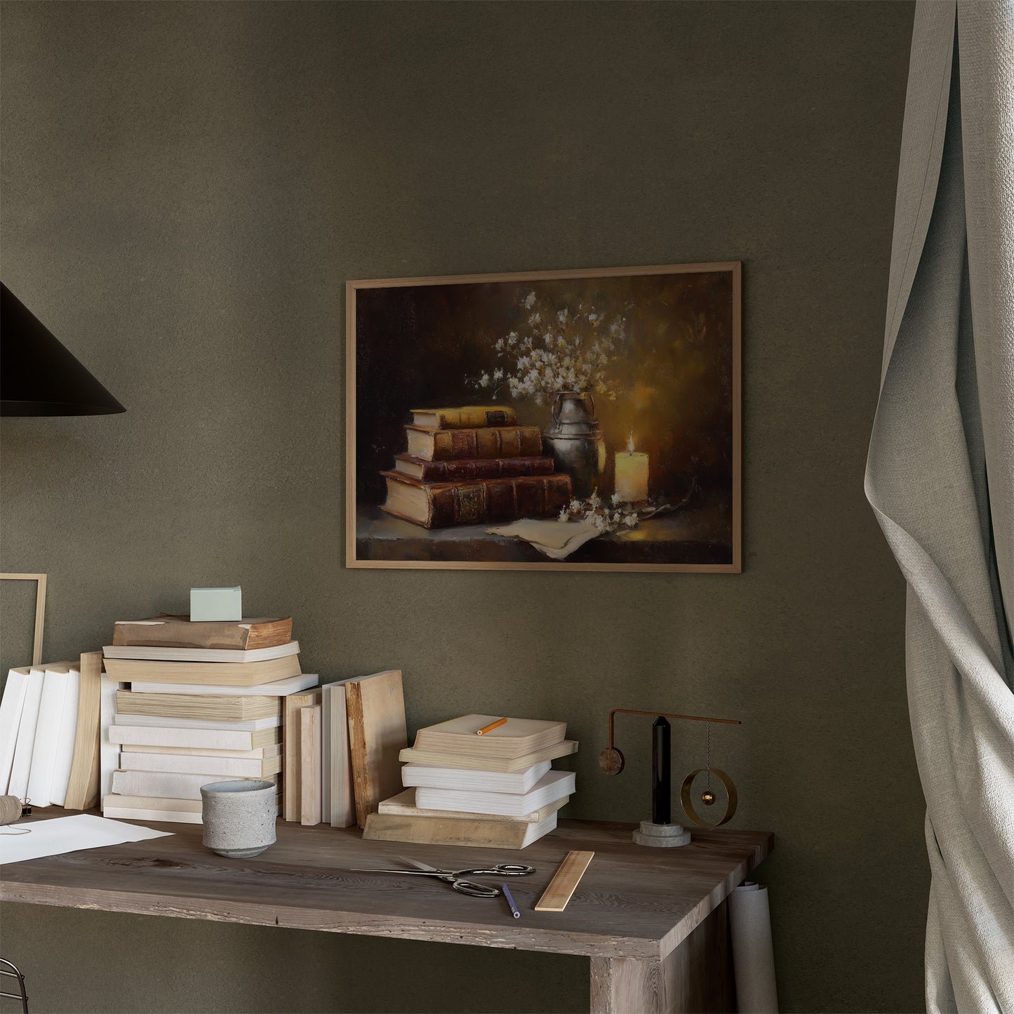 Scholar's Candlelight Among Dusty Tomes