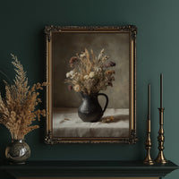Dried Blooms In Earthen Pitcher