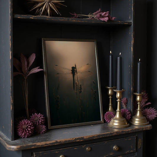 Dragonfly Pauses In Amber Light