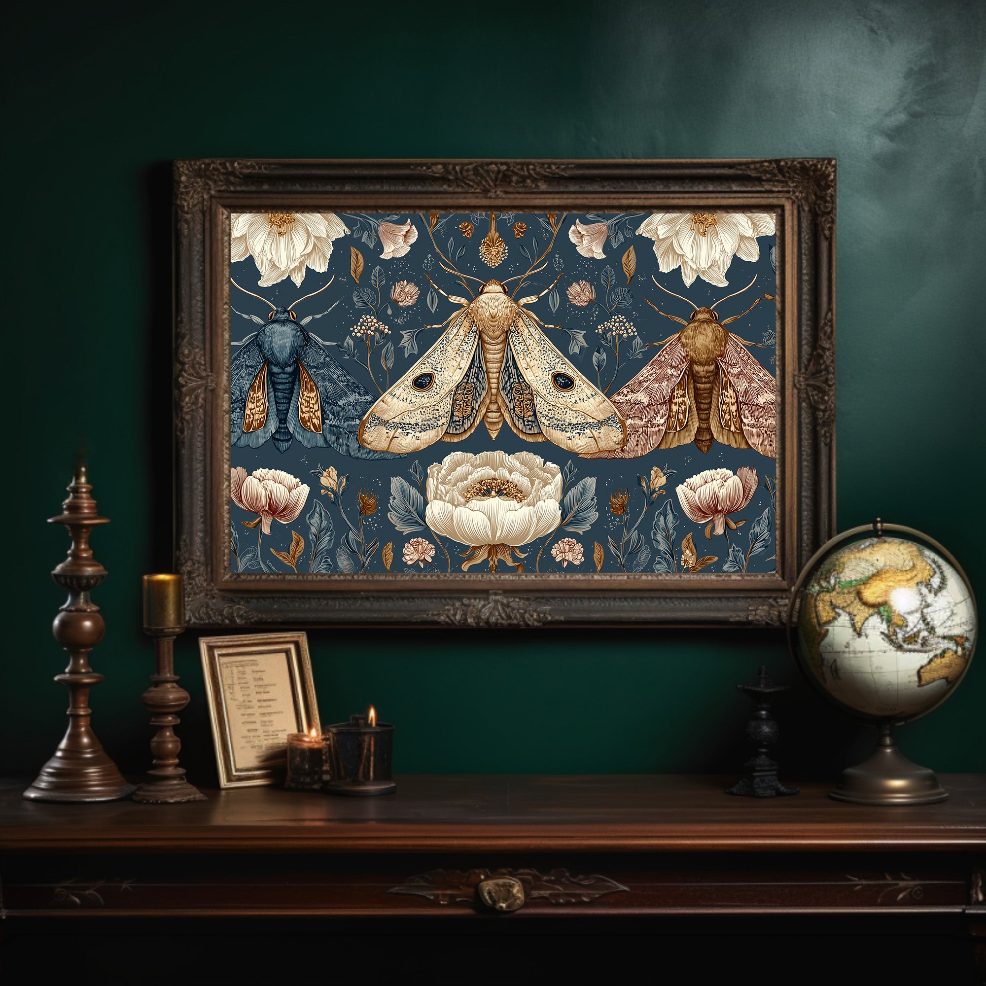 Night Moths Among Blooming Peonies