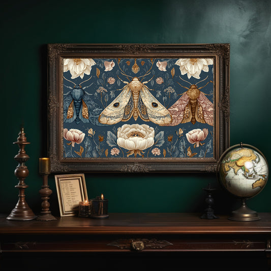 Night Moths Among Blooming Peonies