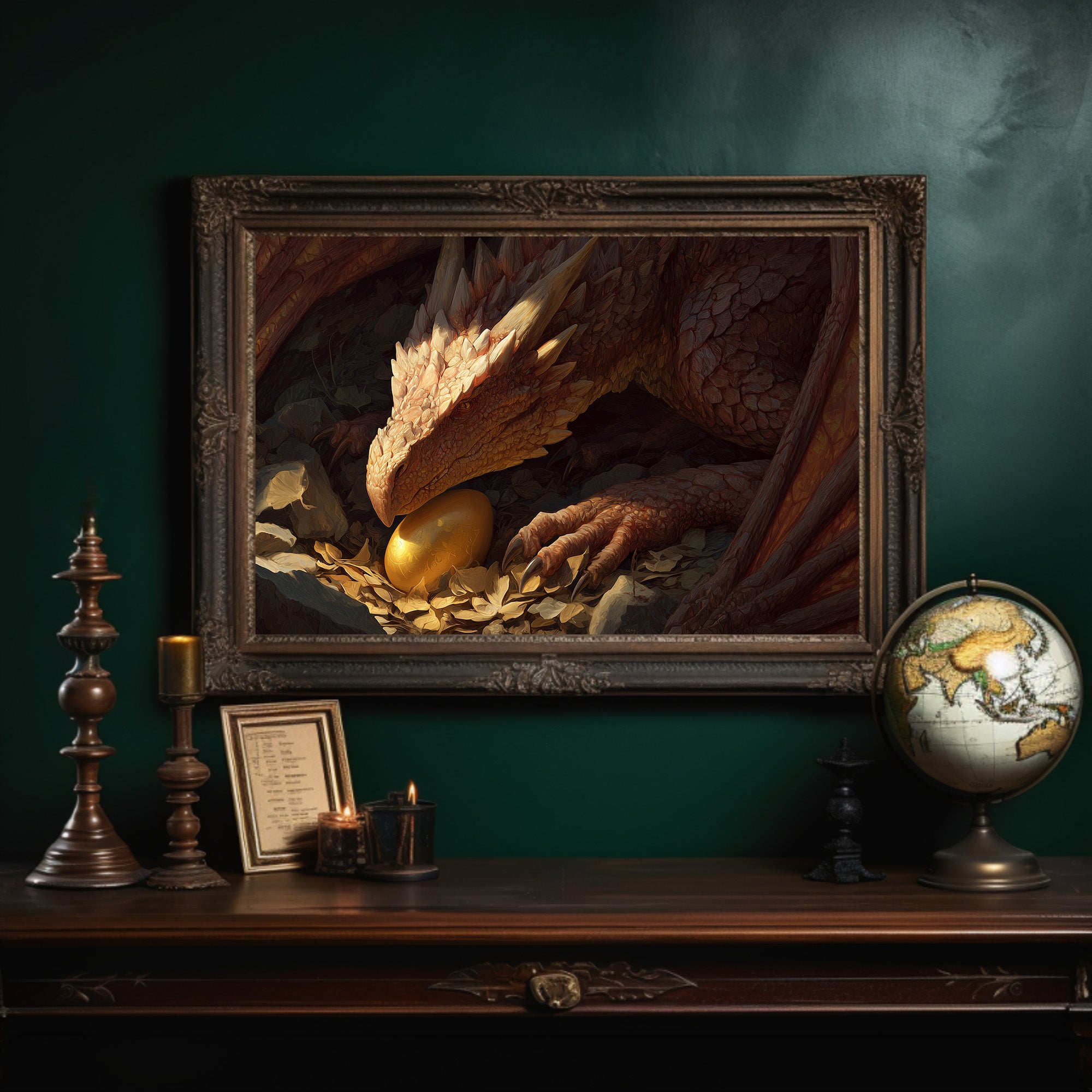 Dragon's Treasure Among Ancient Tomes