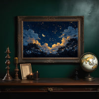 Crescent Sky Above Forest Silhouettes