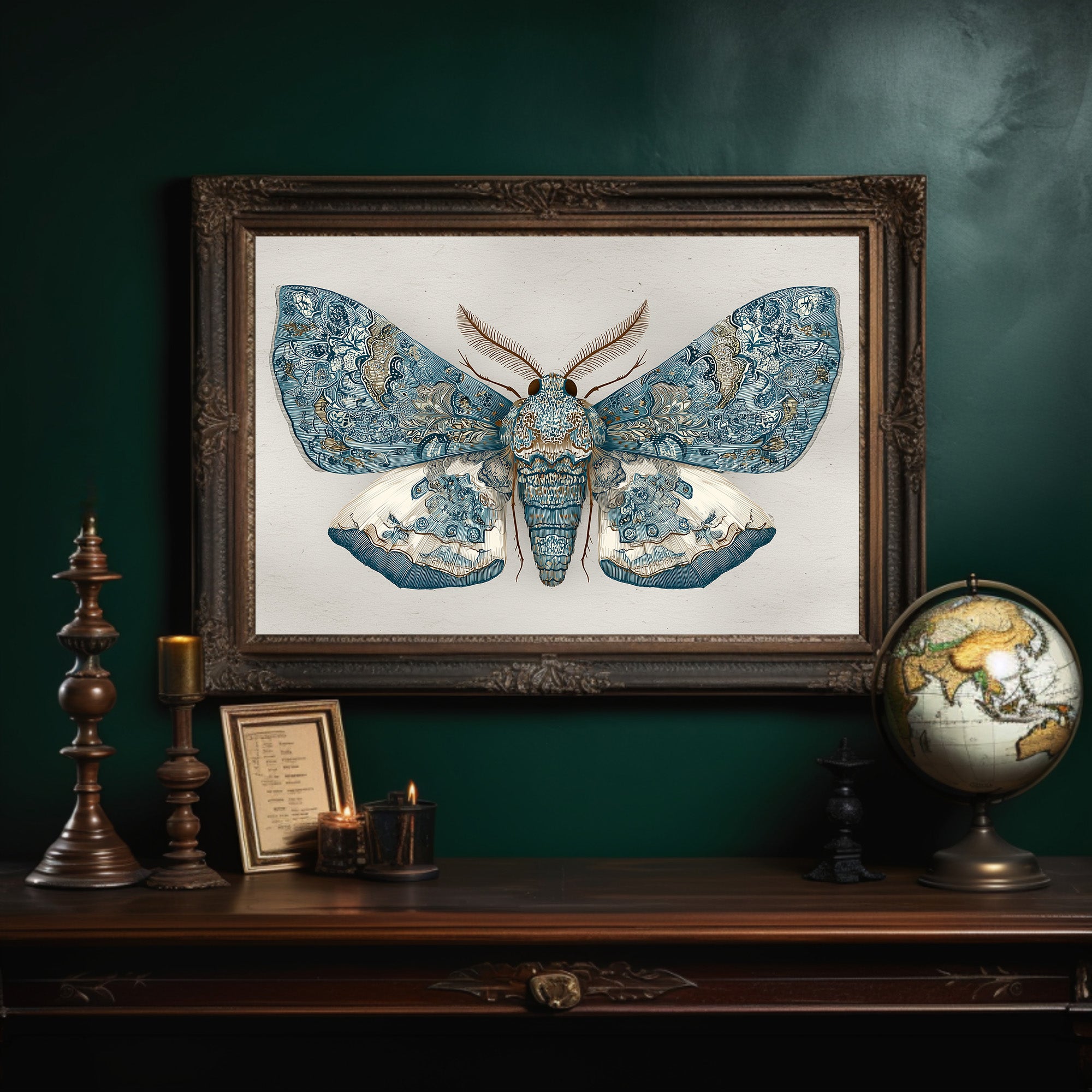 Azure Wings Among Leather Spines