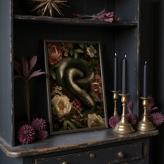 Serpent Among Blooming Peonies