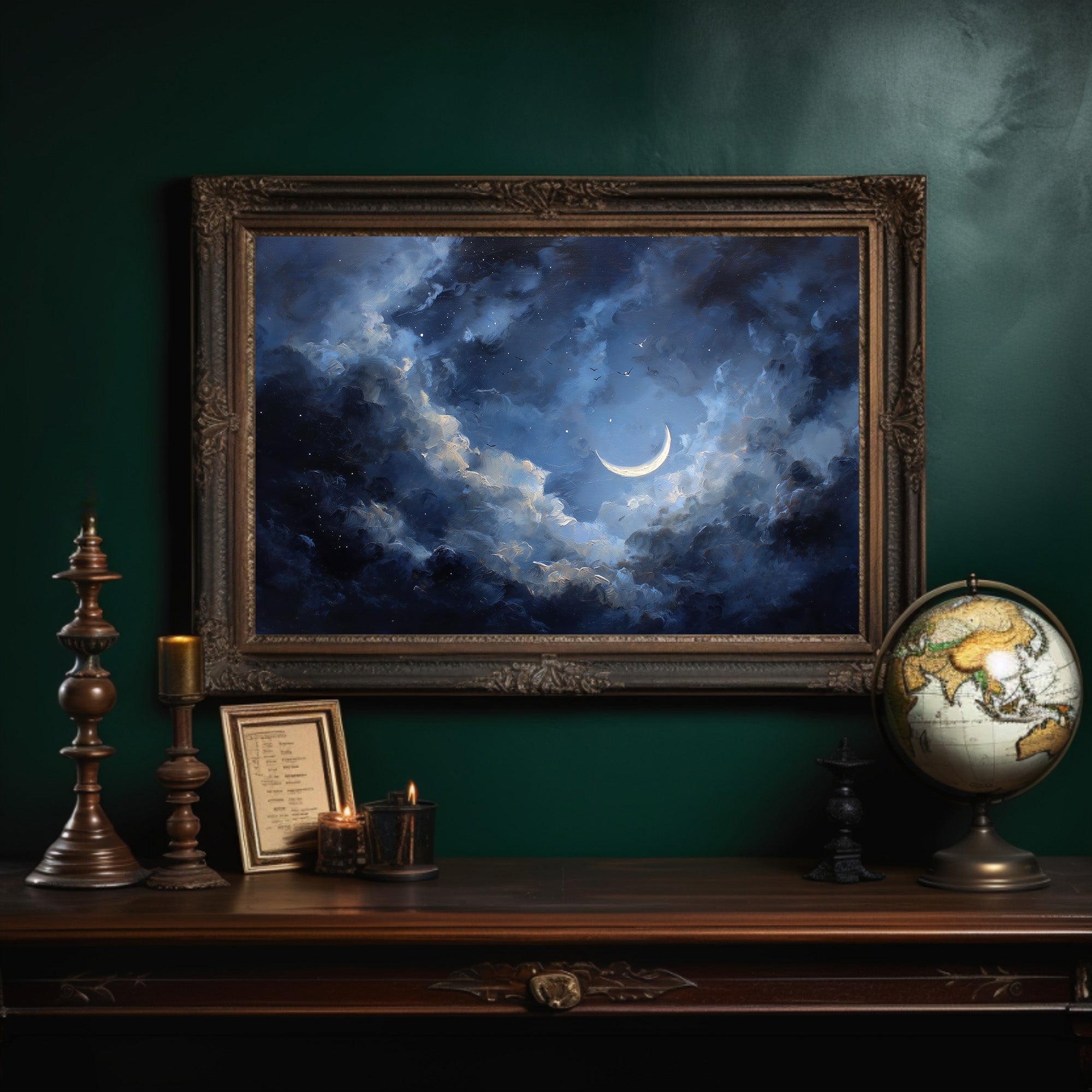 Sliver Moon Among Stormy Clouds