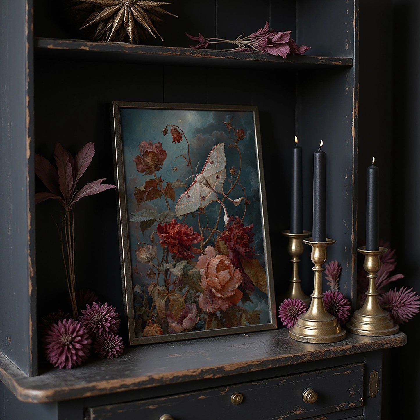 Moth Among Twilight Blooms