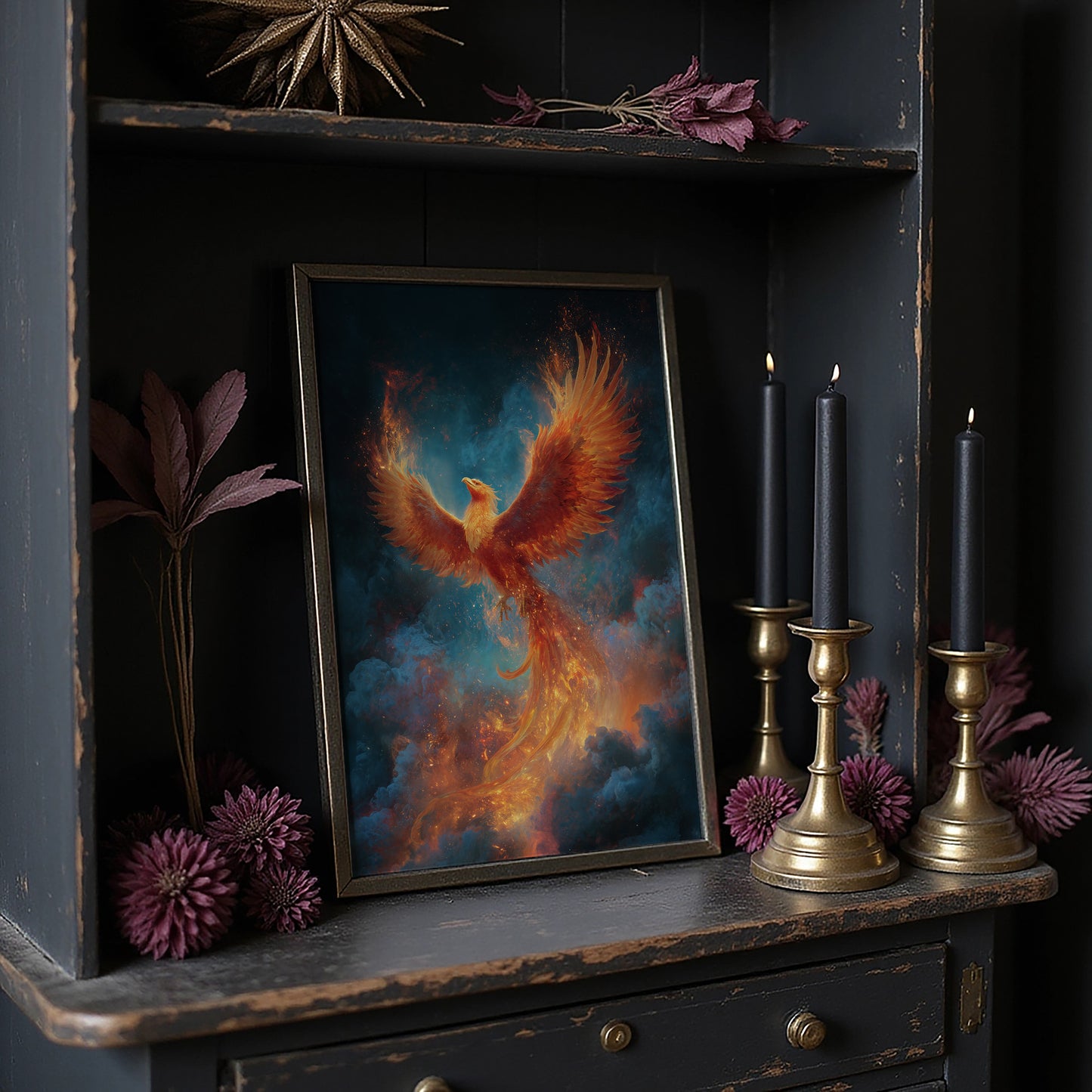 Flame Wings Against Midnight Sky