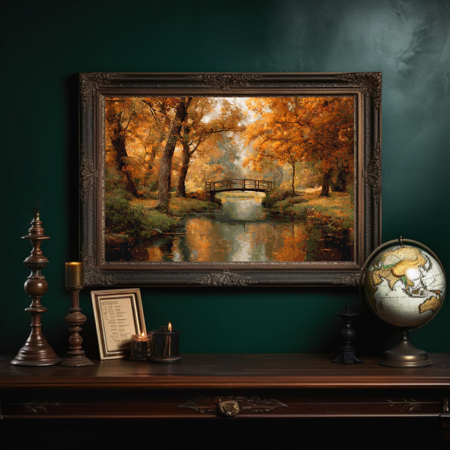 Amber Bridge Over Tranquil Waters