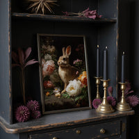 Rabbit Among Blooming Peonies