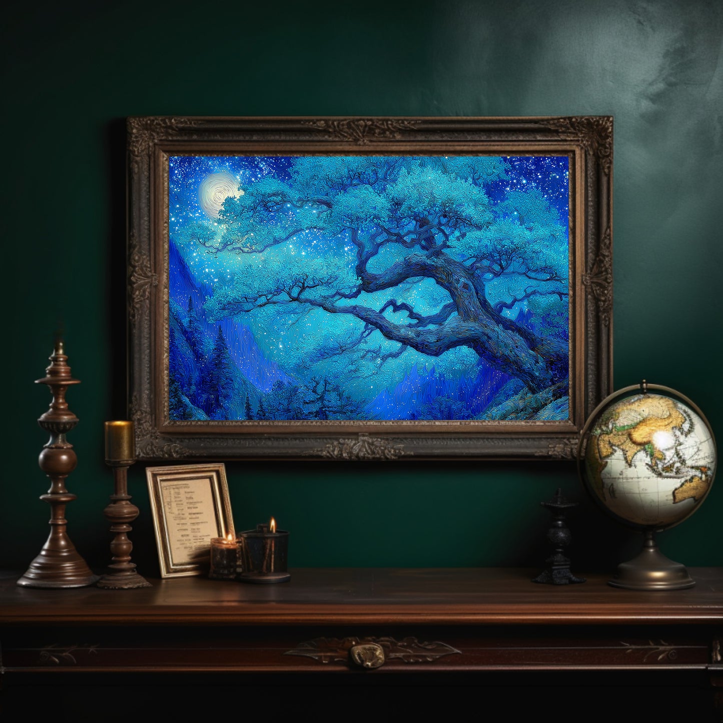 Sapphire Oak Under Celestial Light