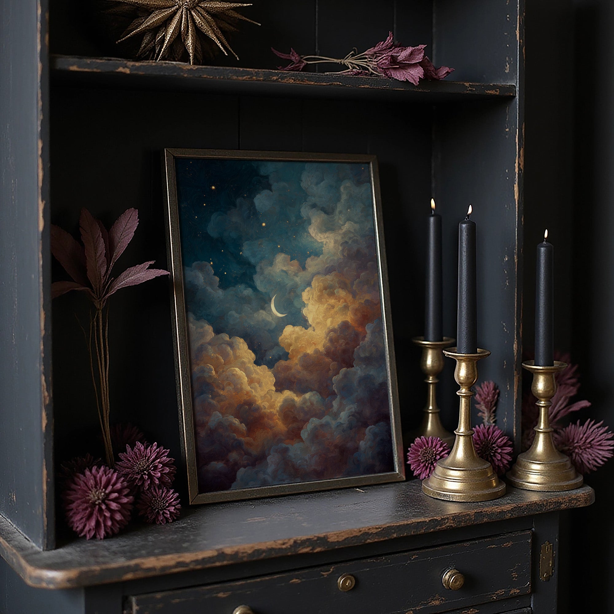Crescent Rests Among Golden Clouds