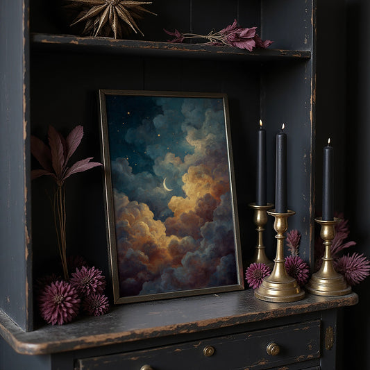 Crescent Rests Among Golden Clouds