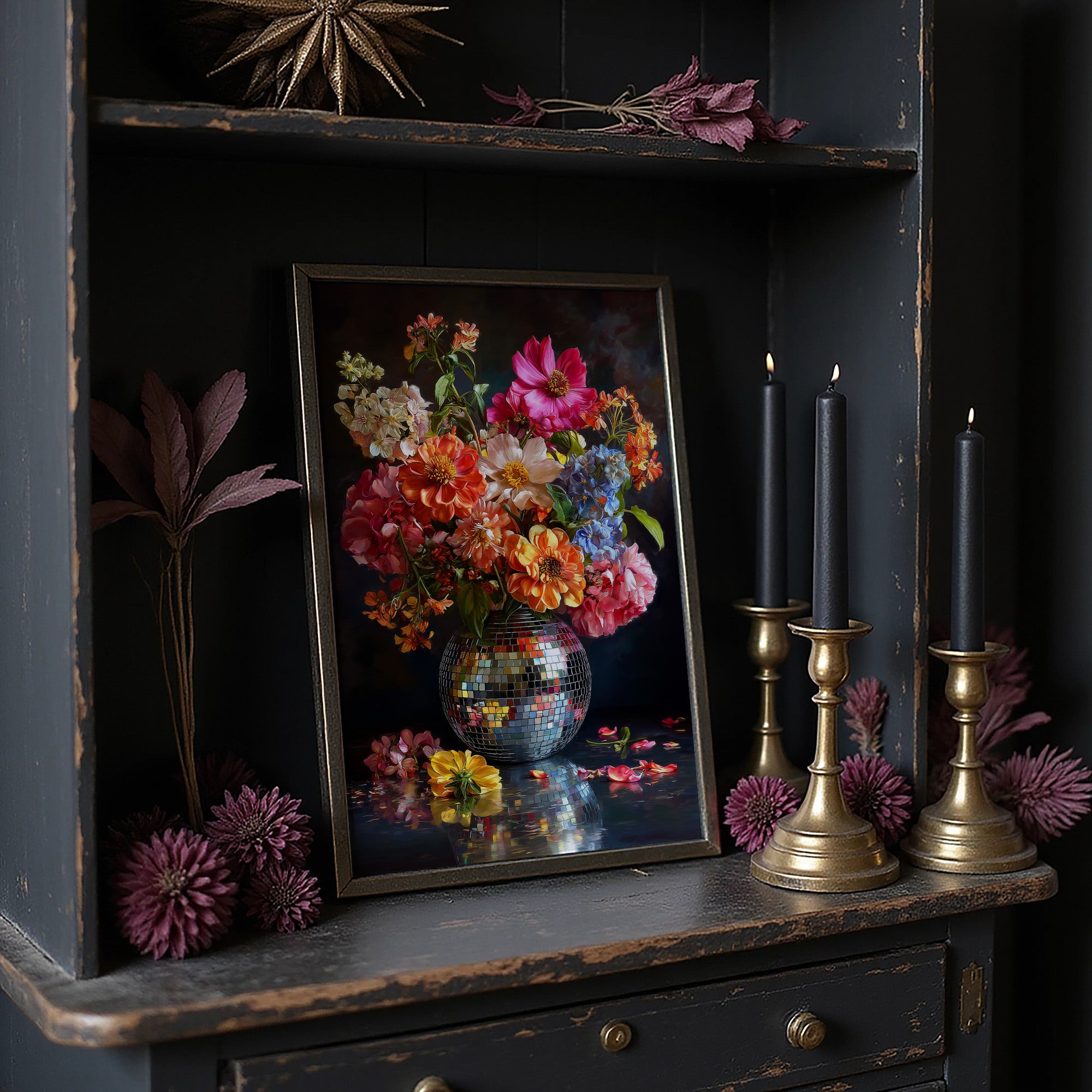 Disco Vase Blooms After Dark