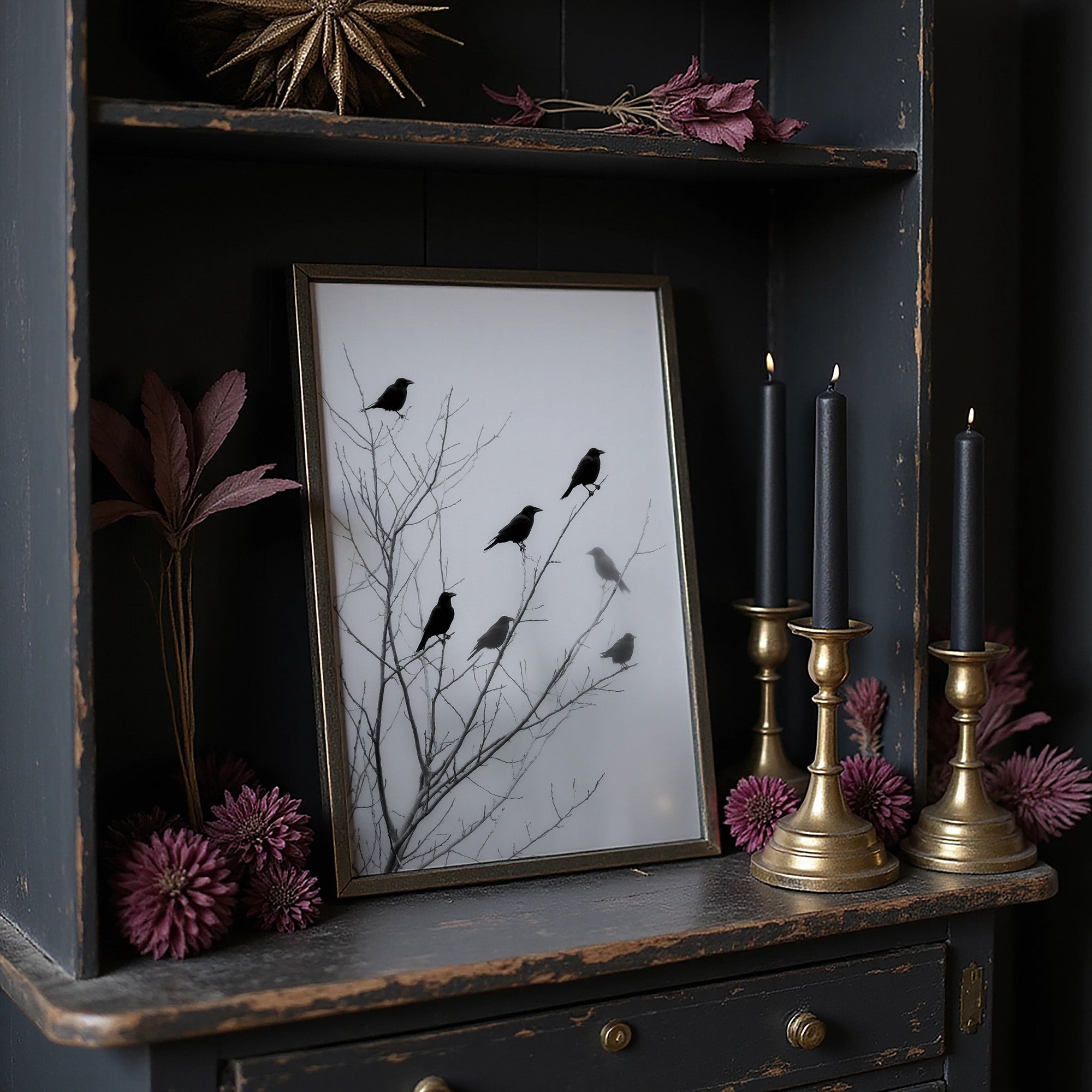 Ravens Perch On Winter Branches