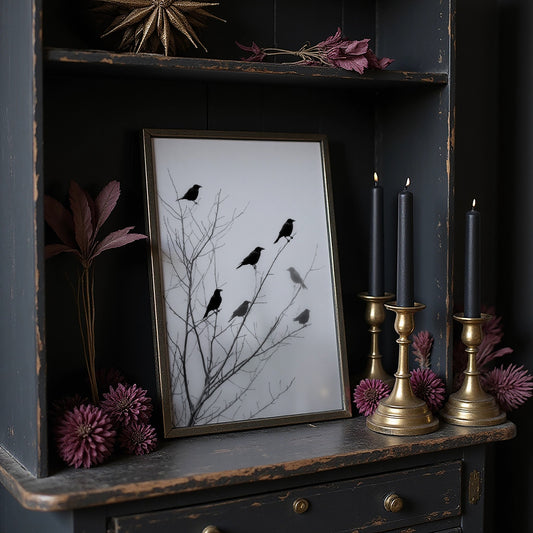 Ravens Perch On Winter Branches