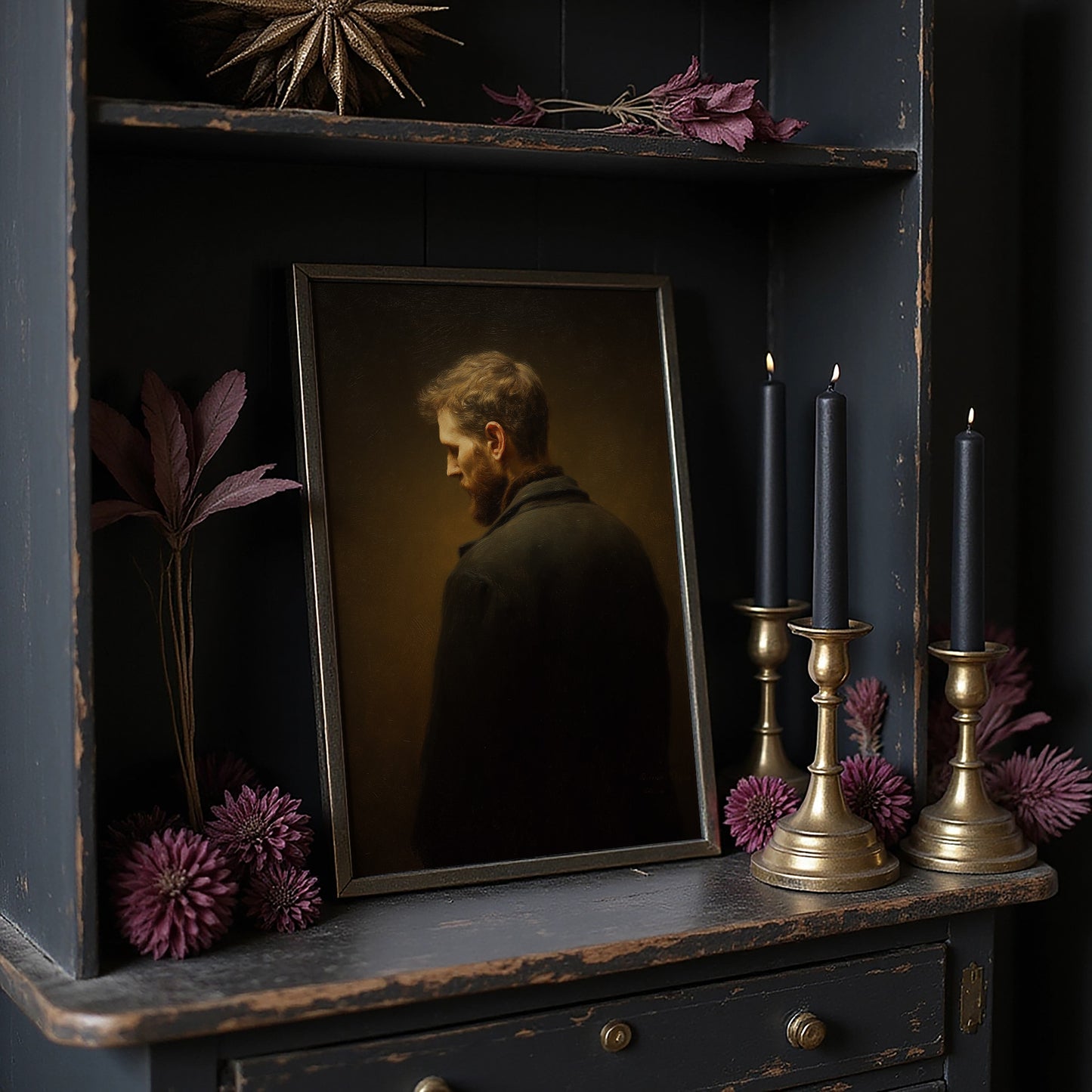 Amber Light On Contemplative Profile