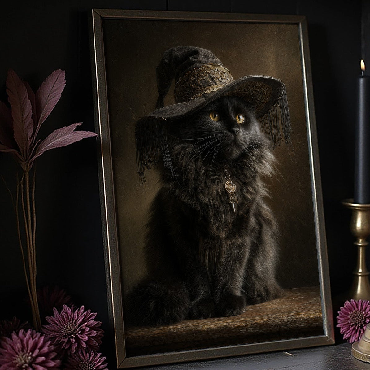 Midnight Feline Wears Victorian Elegance