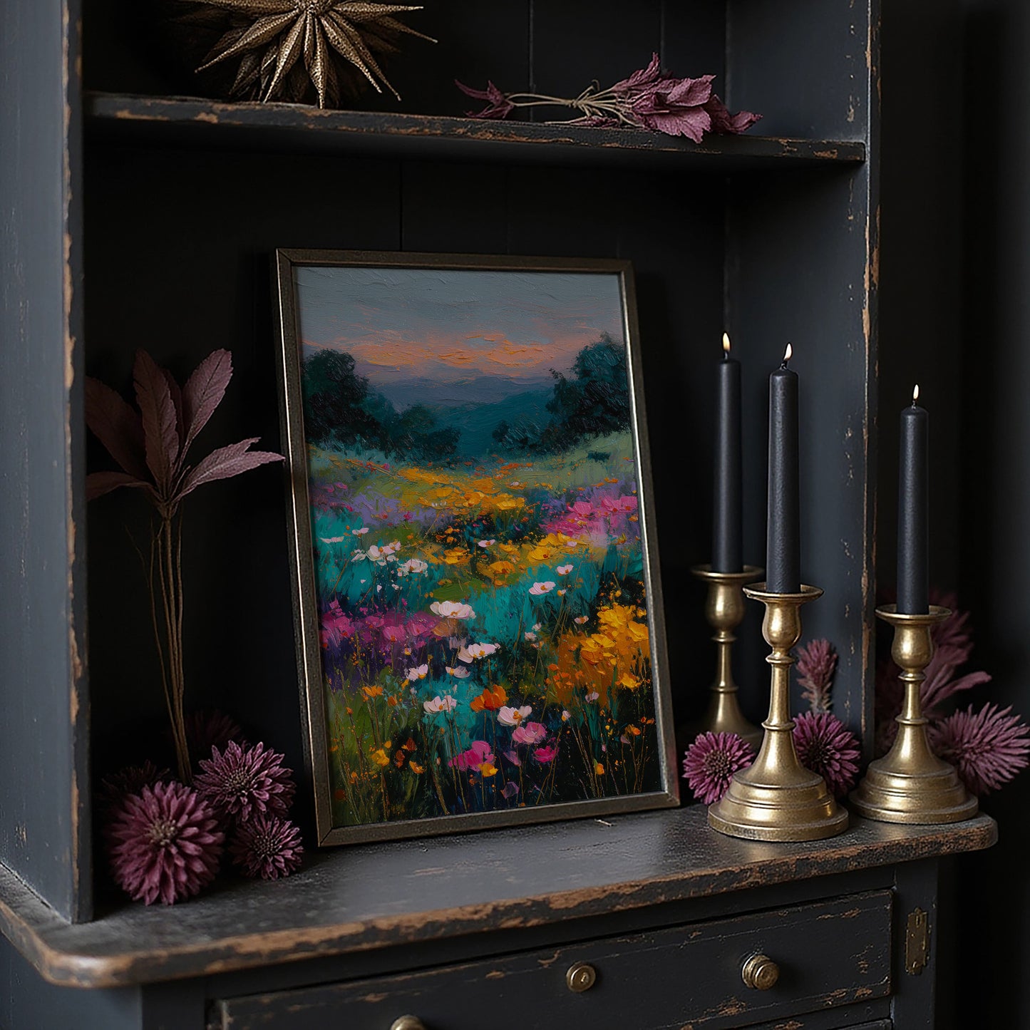 Wildflowers Catch Twilight's Glow